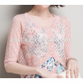 PK17ST381 waist length crochet diamond pattern cashmere women's cardigan